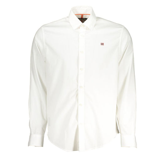 Elegant White Cotton Long-Sleeved Shirt