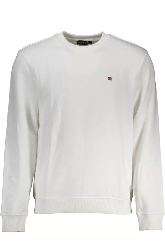 Crisp White Embroidered Crew Neck Sweatshirt