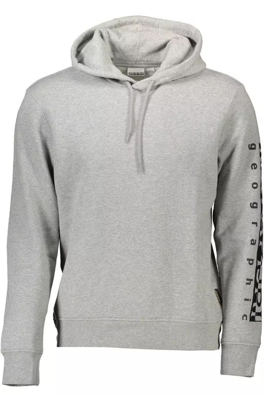 Chic Gray Hooded Sweatshirt with Logo Detail