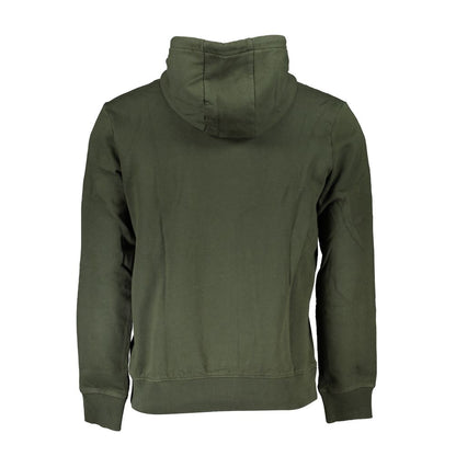 Chic Green Fleece Hooded Sweatshirt - Regular Fit