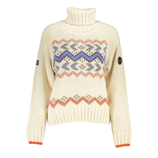 Chic Beige High Neck Sweater with Elegant Detailing