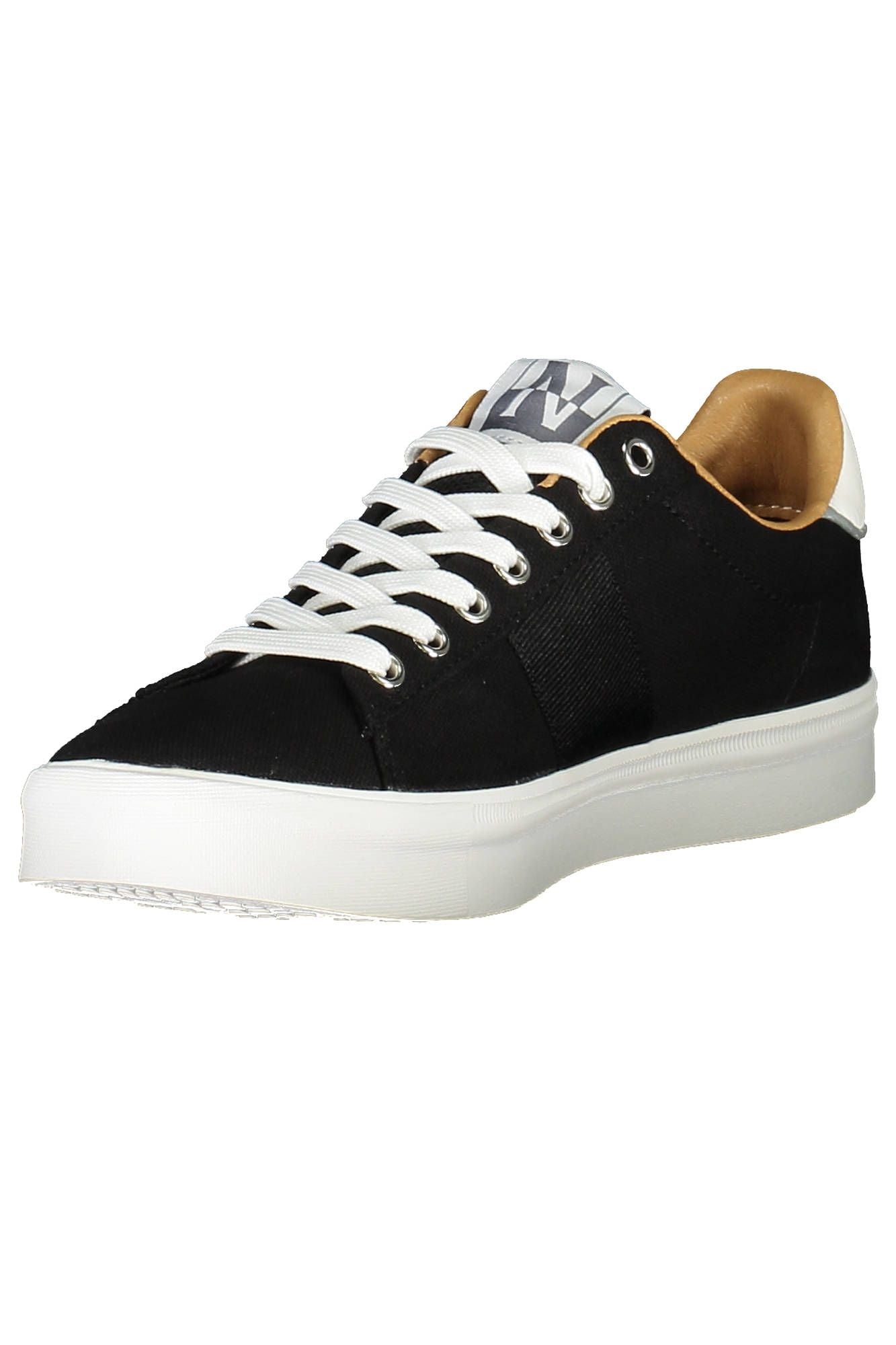 Black Lace-Up Sneakers with Contrasting Accents