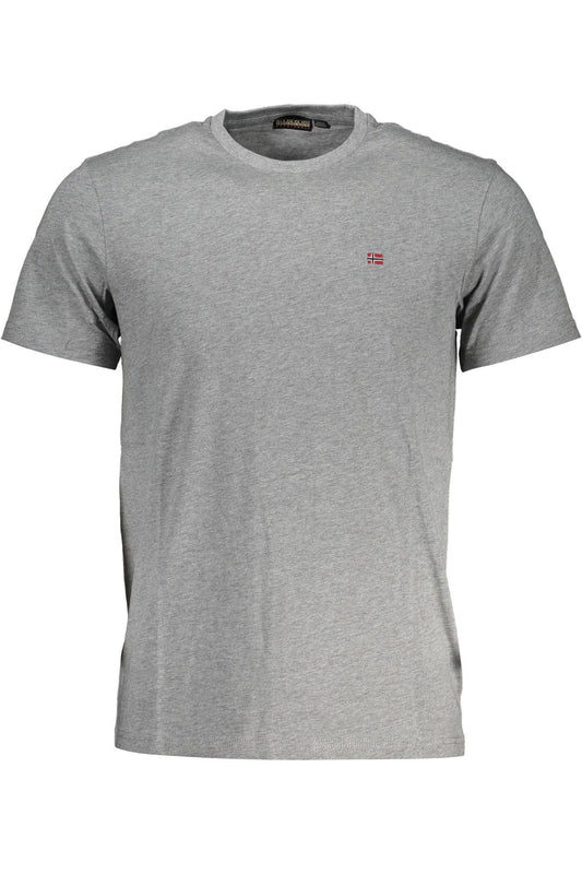 Embroidered Logo Gray Cotton T-Shirt