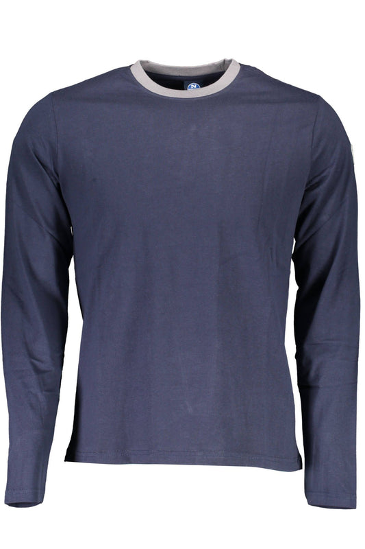 Chic Blue Contrast Detail Long Sleeve Tee