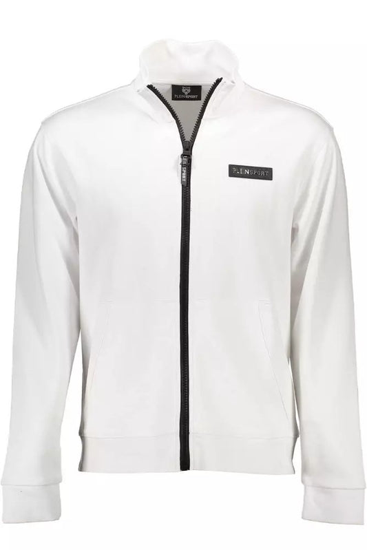 Sleek White Zip Sweatshirt with Contrasting Accents