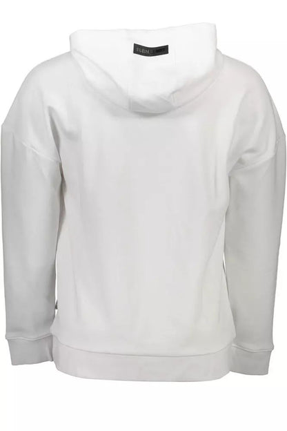 Sleek White Hooded Sweatshirt with Contrasting Print