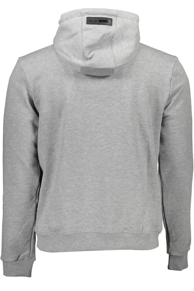 Sleek Gray Long-Sleeved Hooded Sweatshirt