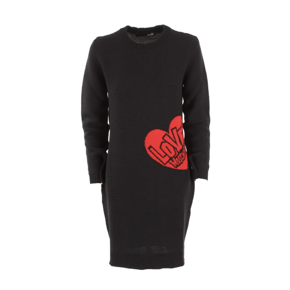 Chic Heart Pattern Knit Wool-Blend Dress