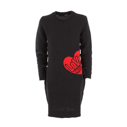 Chic Heart Pattern Knit Wool-Blend Dress