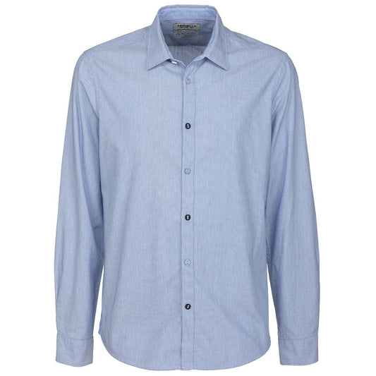 Chic Blue Dot Patterned Button-Up Shirt