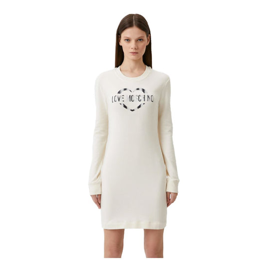 Chic White Cotton Blend Dress with Logo Accent
