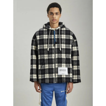 Archival Check Cashmere Hooded Jacket