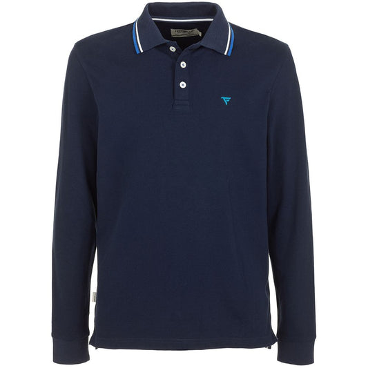 Chic Blue Cotton Long-Sleeved Polo