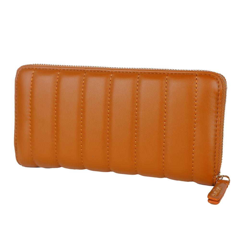Chic Quilted Faux Leather Wallet in Brown