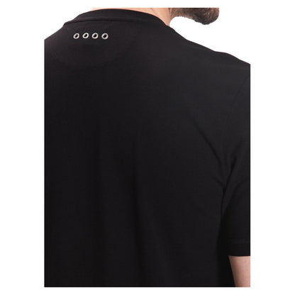 Elegant Black Jersey Tee with Chic Front Print