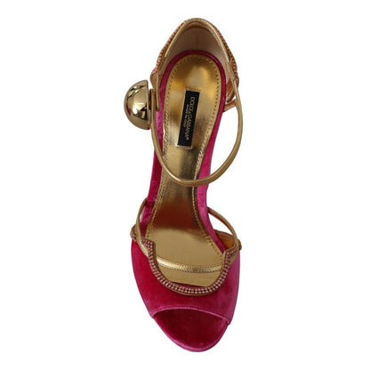 Velvet Crystal-Embellished Heeled Sandals