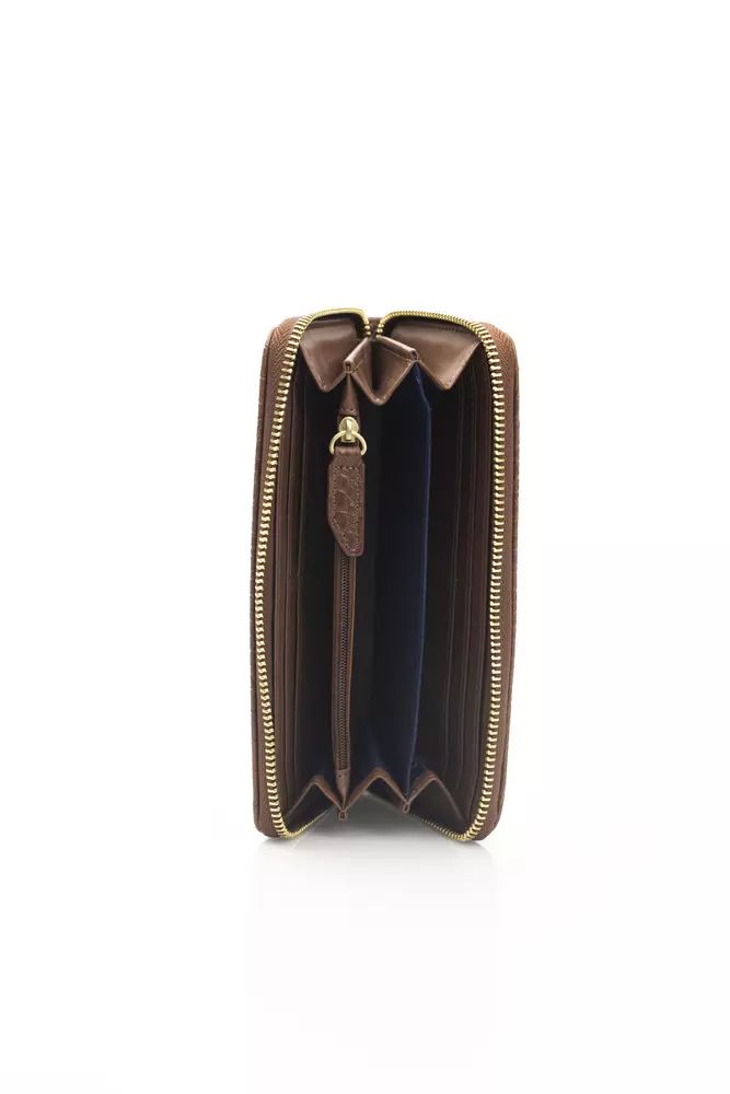 Elegant Brown Leather Zip Wallet