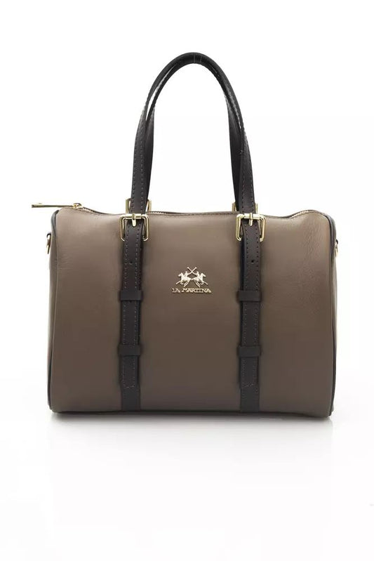 Elegant Calf Leather Crossbody Bag in Rich Brown