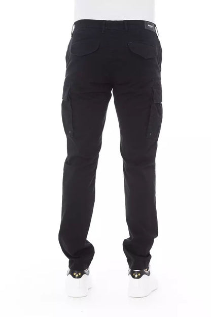 Sleek Black Cargo Trousers - Stretch Cotton Blend