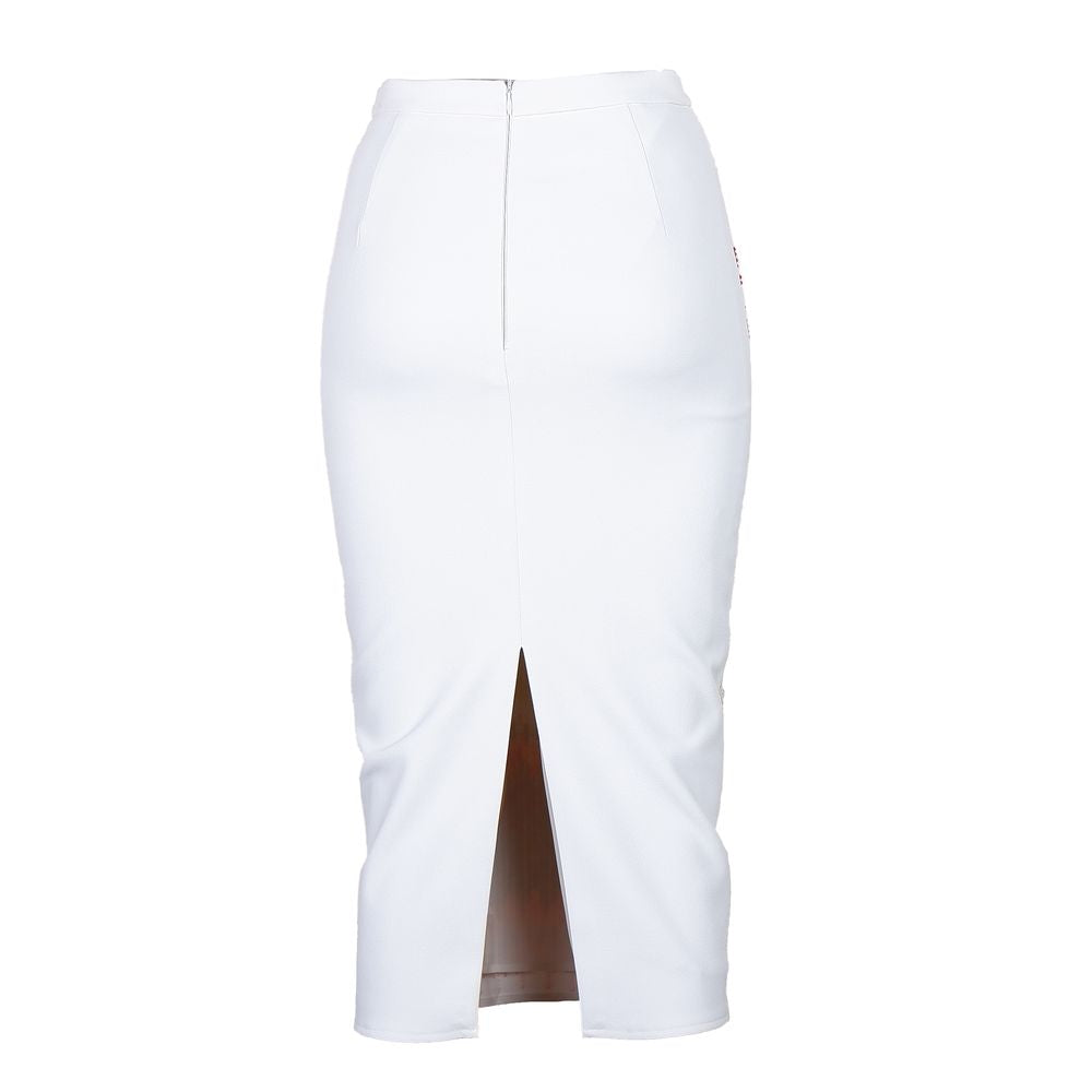 Elegant Crepe Sequined Skirt with Back Slit