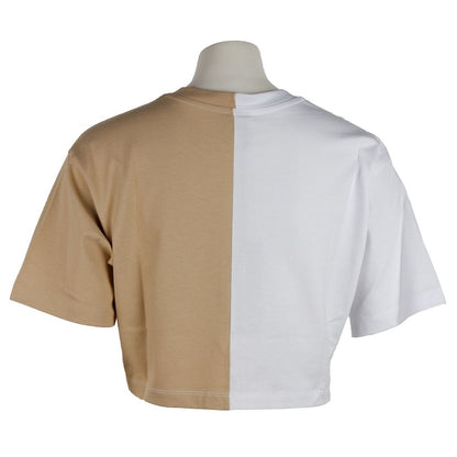 Beige Couture Logo Tee with Two-Tone Print
