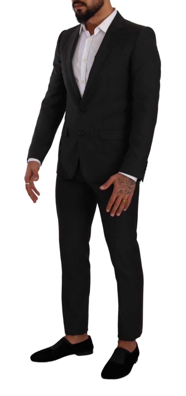 Elegant Black Wool Martini Suit