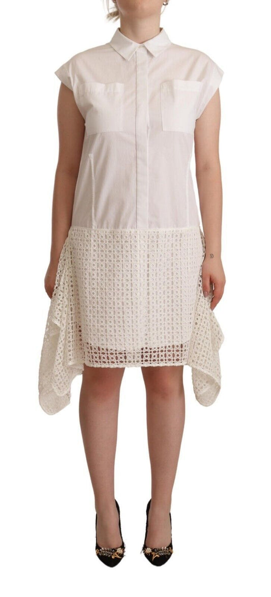 Elegant White Button-Down Cotton Dress