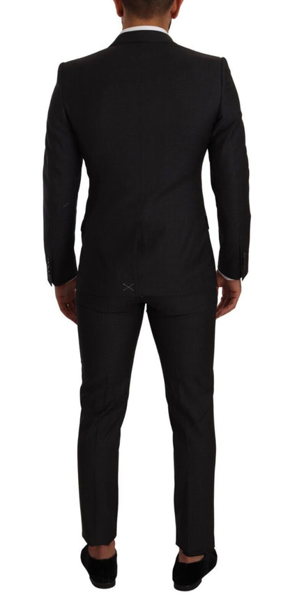 Elegant Black Wool Martini Suit