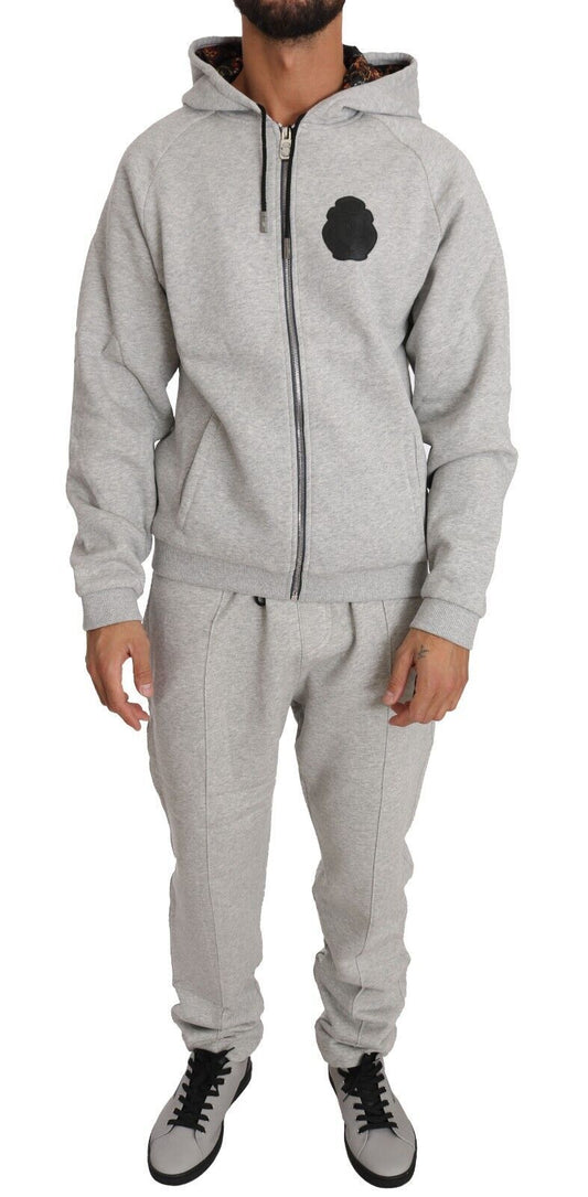 Elegant Gray Italian Cotton Sweatsuit