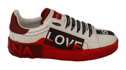 Asymmetrical Graphic Leather Sneakers