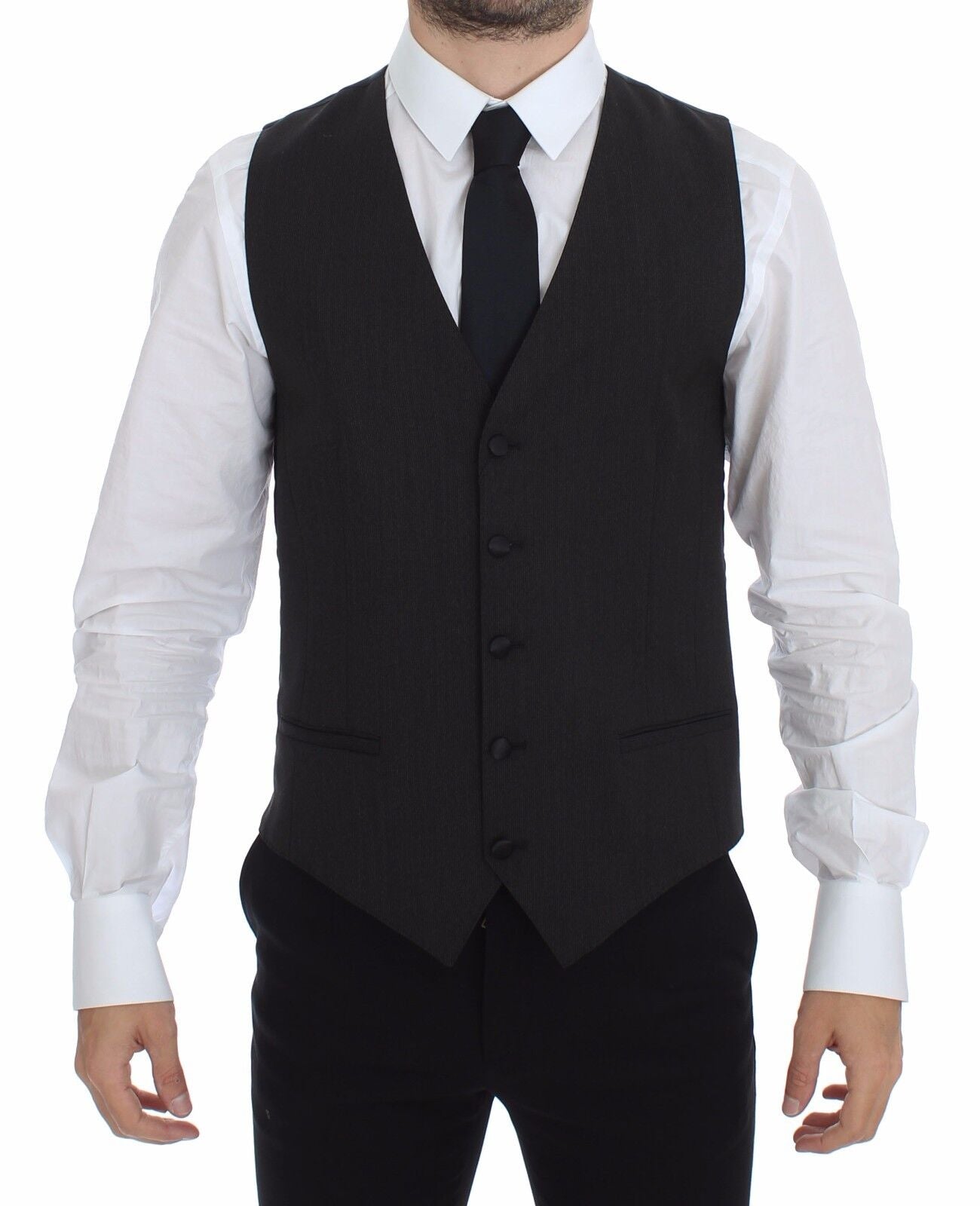 Classic Gray Wool Blend Dress Vest