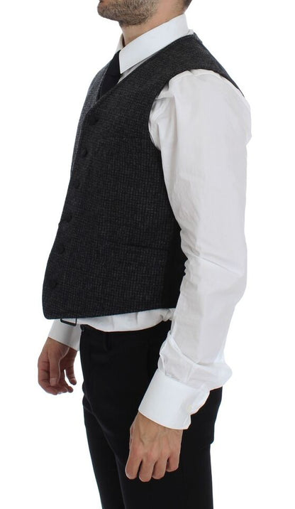 Elegant Gray Wool Blend Dress Vest