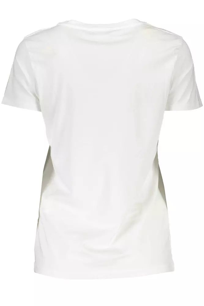 Chic White Tee with Contrasting Embroidery Detail