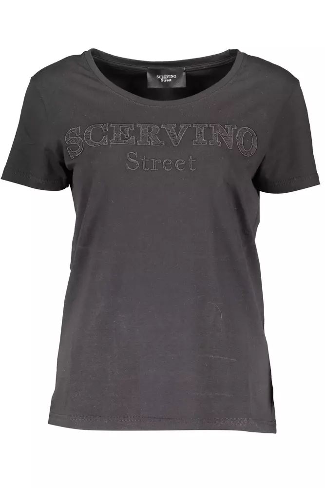 Chic Embroidered Logo Tee with Contrasting Accents