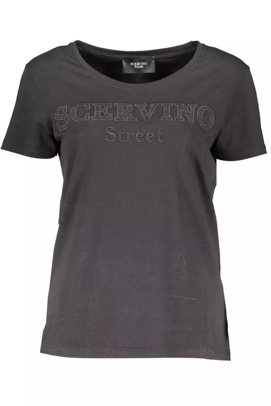Chic Embroidered Logo Tee with Contrasting Accents