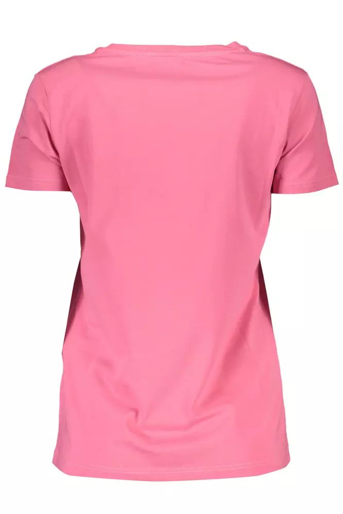 Chic Pink Embroidered Tee with Contrasting Details