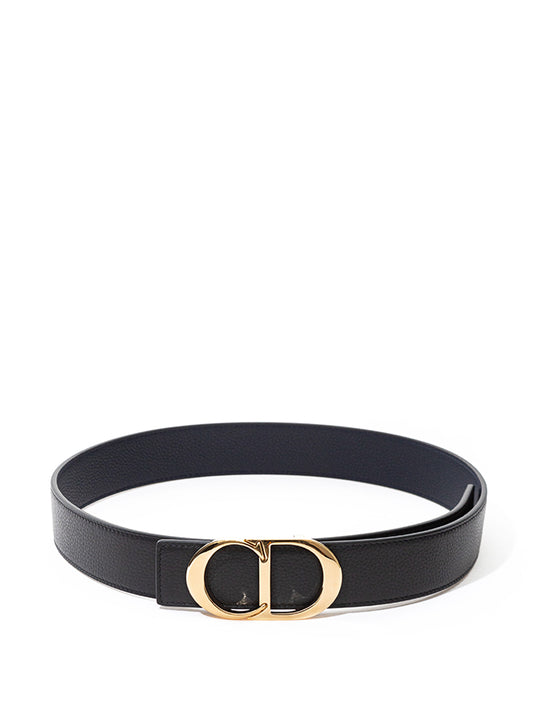 Elegant Black Leather Belt with Golden Buckle