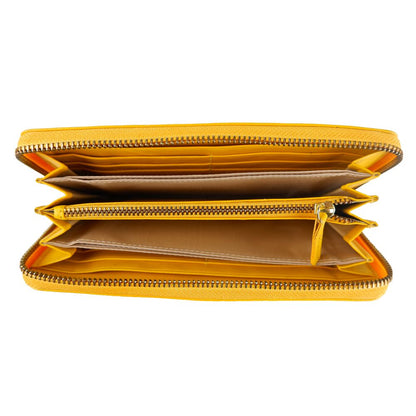 Elegant Calfskin Leather Wallet in Vibrant Yellow