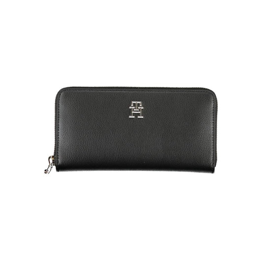 Sleek Zippered Black Wallet with Multiple Compartments