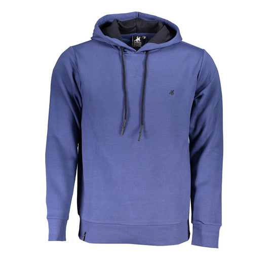 Elegant Long Sleeve Hooded Sweatshirt in Blue