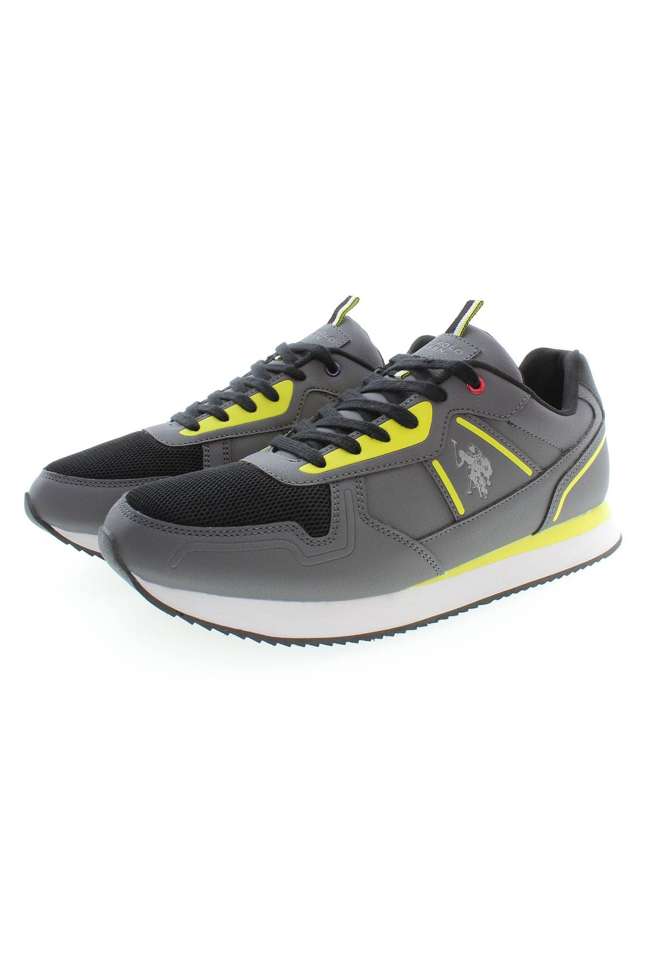 Sleek Gray Sporty Sneakers with Logo Accents