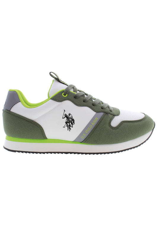 Green Lace-Up Sneakers with Contrasting Details