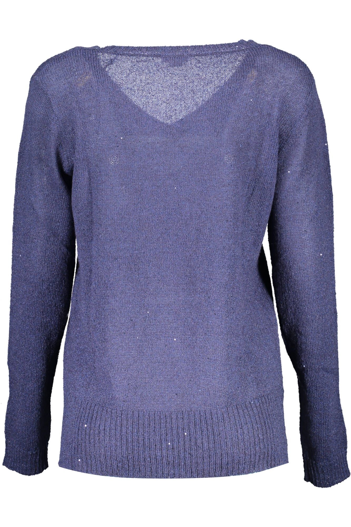 Chic V-Neck Logo Sweater in Blue