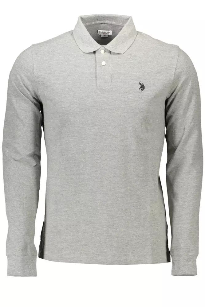 Elegant Long-Sleeved Polo Shirt in Gray