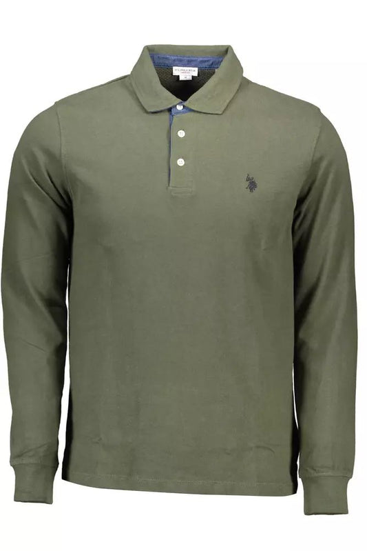 Green Elbow Patch Polo with Contrasting Details