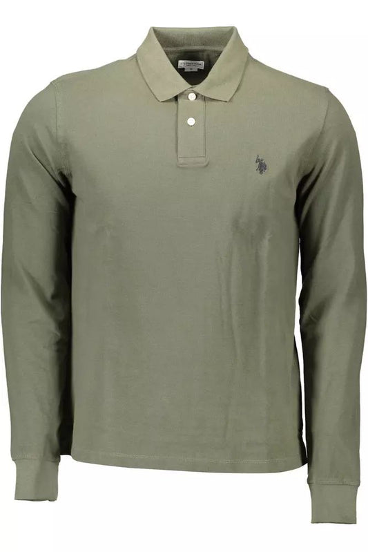 Elegant Green Long-Sleeved Polo Shirt