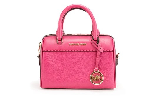 Travel XS Carmine Pink Leather Duffle Crossbody Handbag Purse