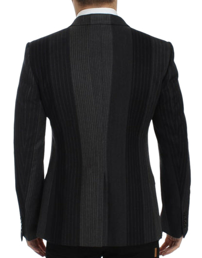 Gray striped wool stretch blazer
