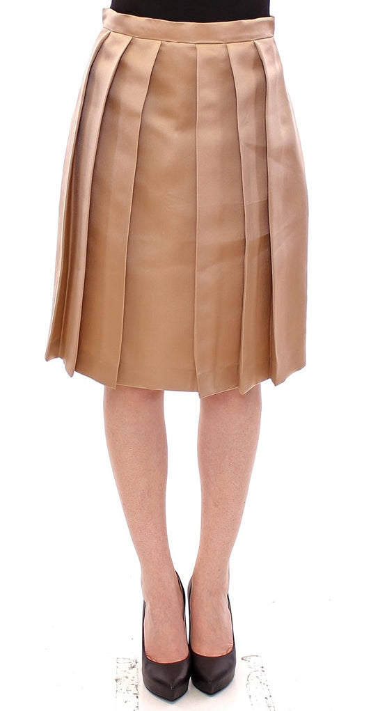 Elegant Silk Pleated Knee-Length Skirt