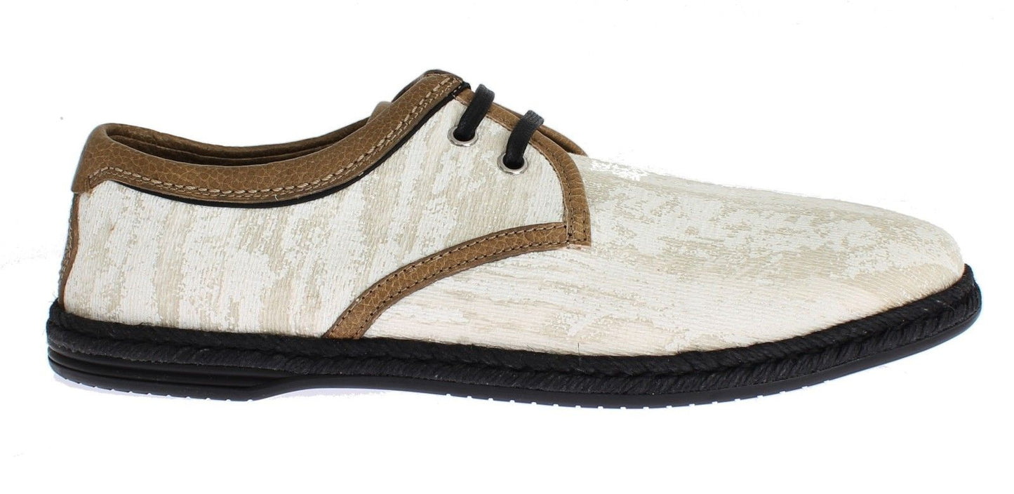 White Denim Brown Leather Casual Shoes